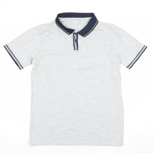 Dunnes Stores Men's Grey Slim Fit Cotton Polo Shirt Size L
