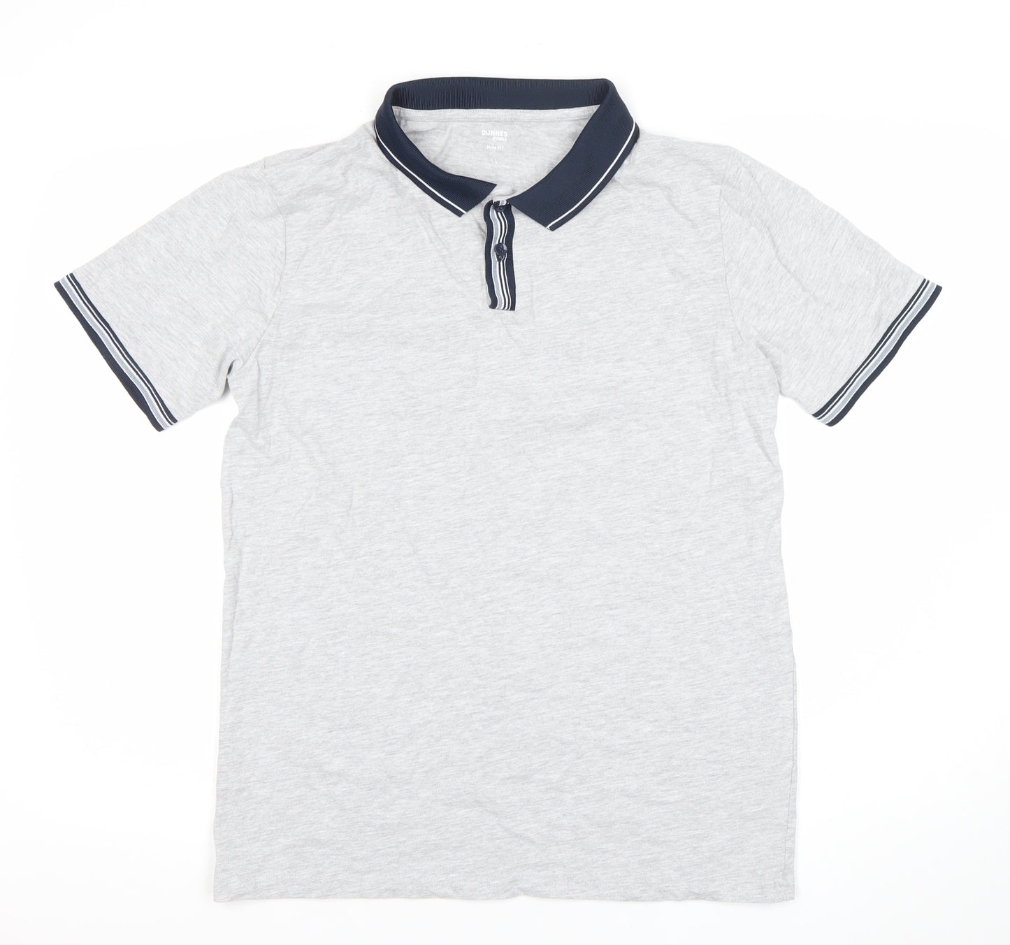 Dunnes Stores Men's Grey Slim Fit Cotton Polo Shirt Size L