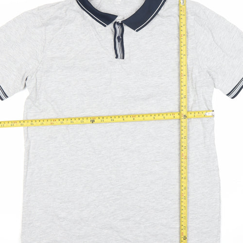 Dunnes Stores Men's Grey Slim Fit Cotton Polo Shirt Size L