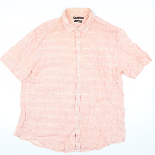 Dunnes Men’s Pink Geometric Regular Fit Cotton Short Sleeve Shirt XL
