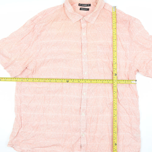Dunnes Men’s Pink Geometric Regular Fit Cotton Short Sleeve Shirt XL