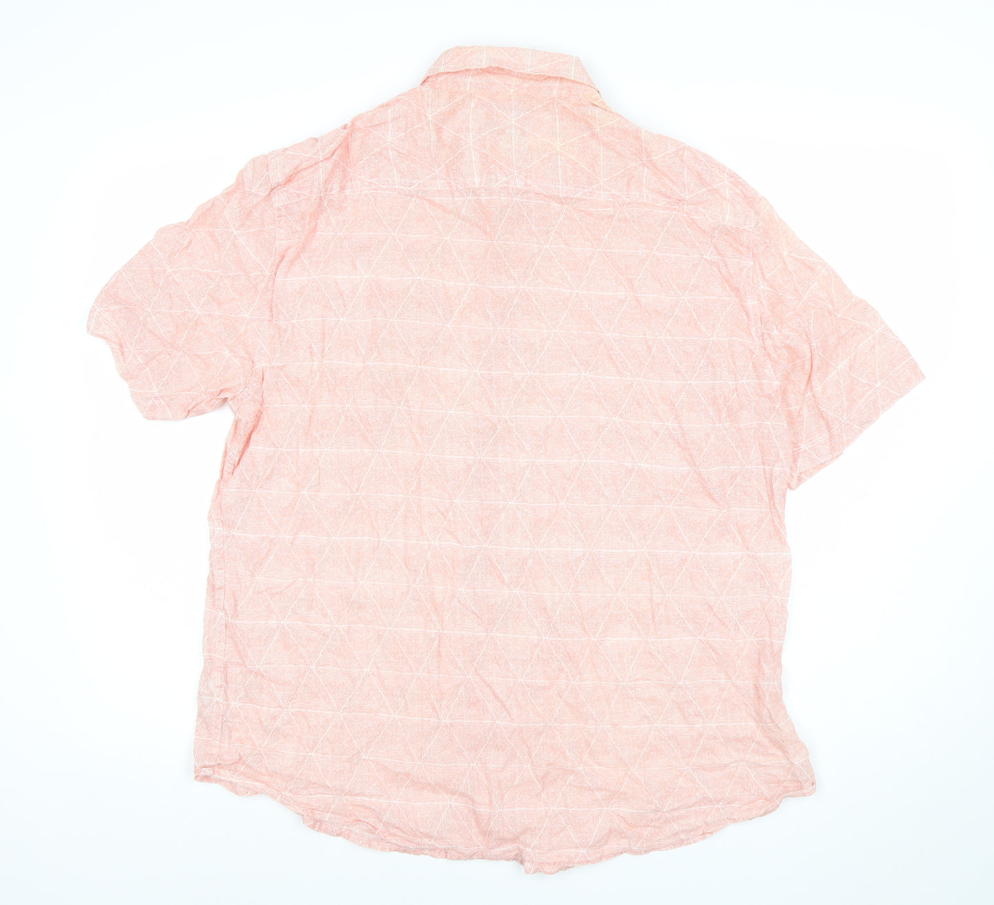 Dunnes Men’s Pink Geometric Regular Fit Cotton Short Sleeve Shirt XL