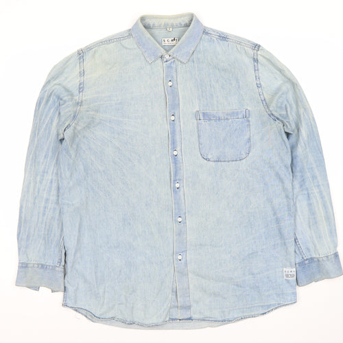 SCRT Women's Blue Denim Button-Up Shirt Long Sleeve M
