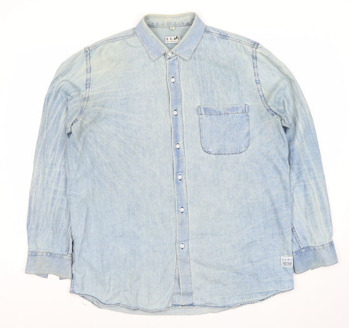 SCRT Women's Blue Denim Button-Up Shirt Long Sleeve M