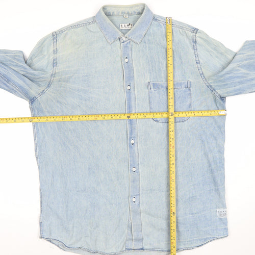 SCRT Women's Blue Denim Button-Up Shirt Long Sleeve M