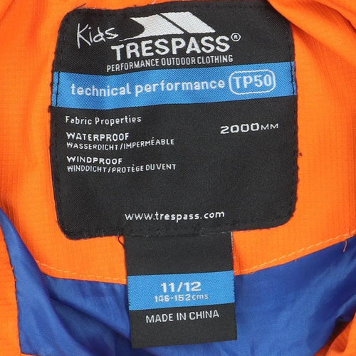 Trespass Boys Multicoloured Puffer Jacket 11-12 Years Waterproof Hooded Winter Coat