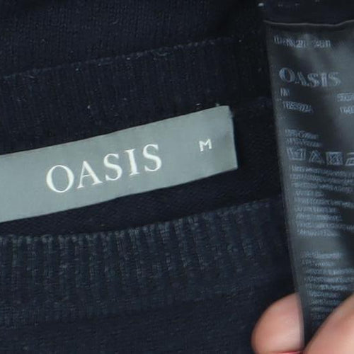 Oasis Women's Black Beaded Shoulder Knit Jumper Size M