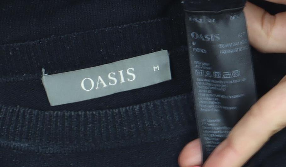 Oasis Women's Black Beaded Shoulder Knit Jumper Size M