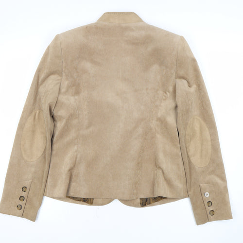 CC Women Beige Corduroy One-Button Blazer Size 12 Classic Fit