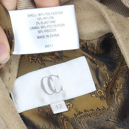 CC Women Beige Corduroy One-Button Blazer Size 12 Classic Fit