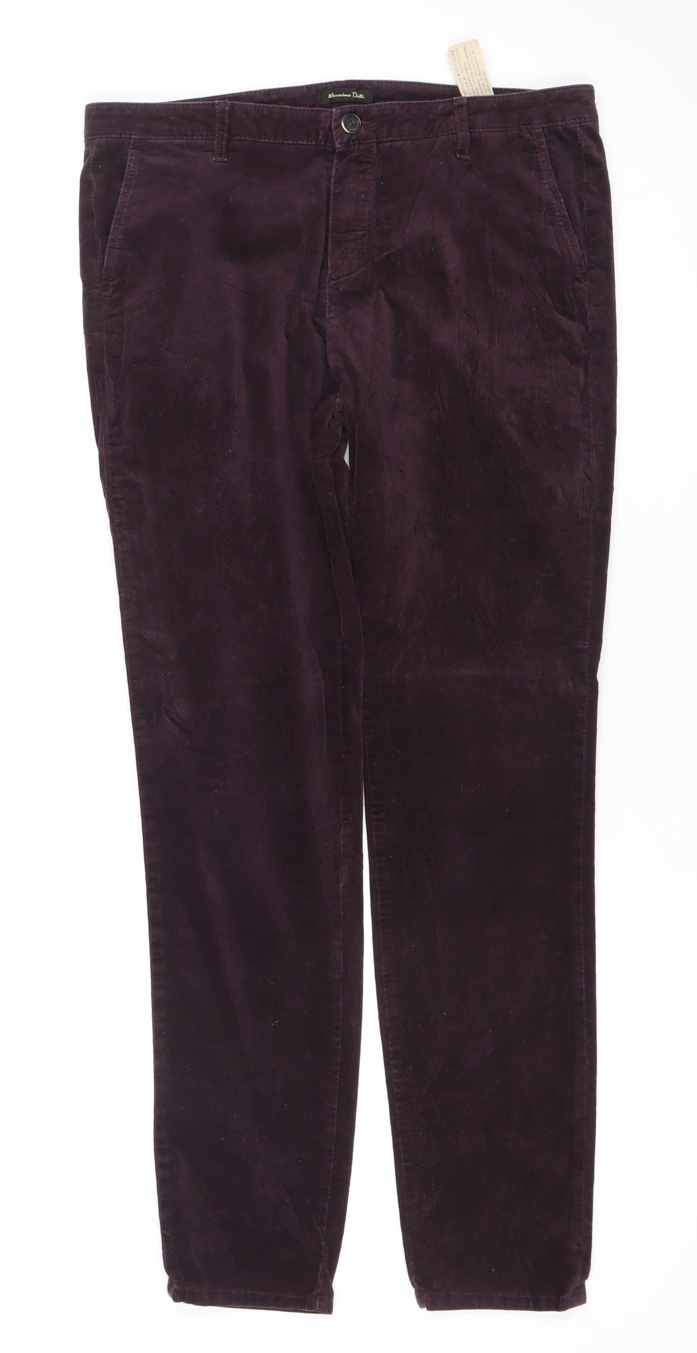 Massimo Dutti Women's Purple Chino Trousers Size 12 Cotton Blend