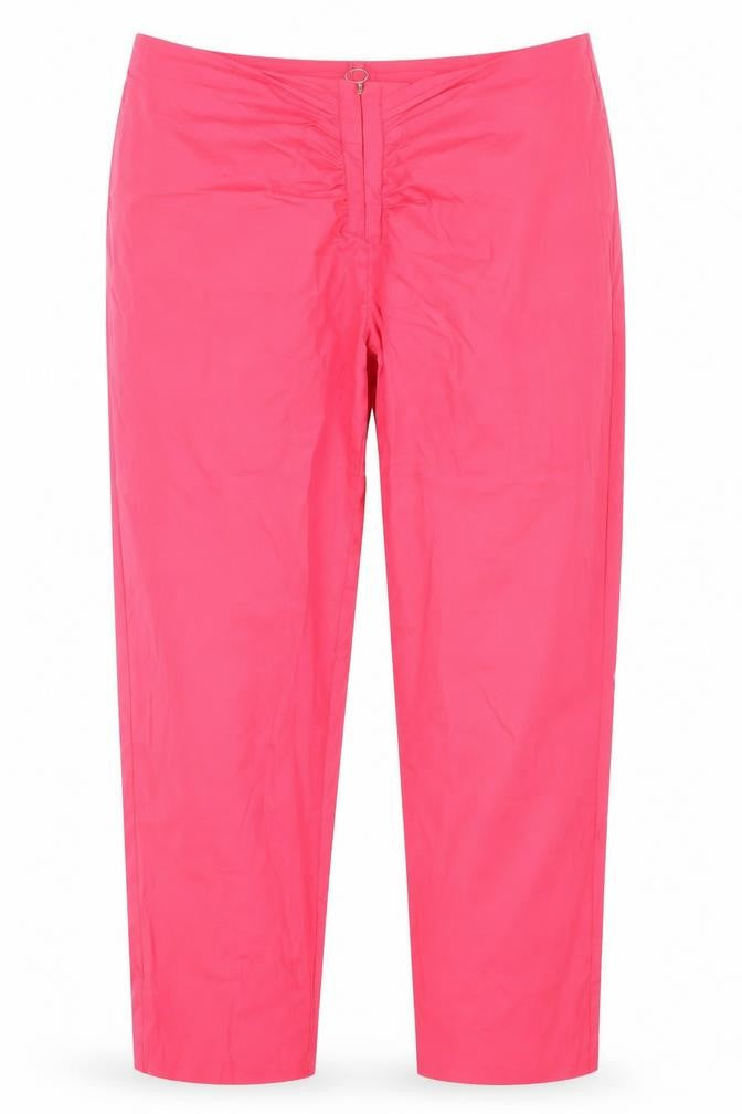 Zara Women Pink Straight Leg Ruched Trousers Size L