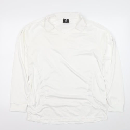 S4 Sports Men’s White XL Long Sleeve V-Neck Performance Top