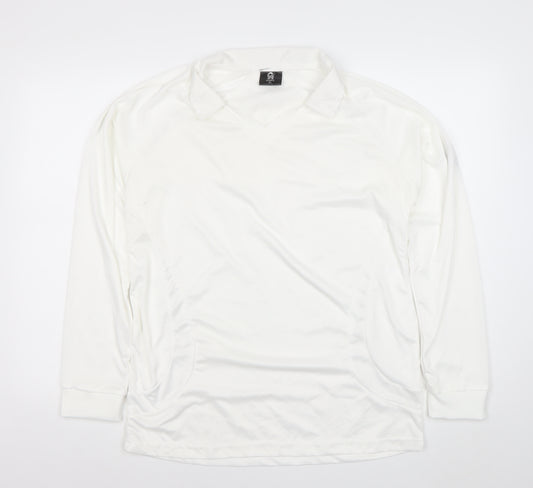 S4 Sports Men’s White XL Long Sleeve V-Neck Performance Top