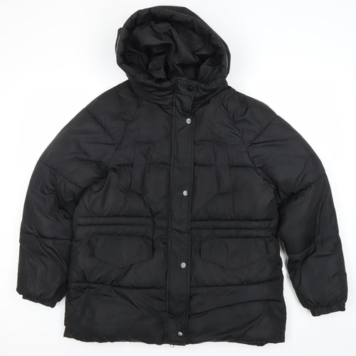 Joyone Fashion Womens Black Hooded Puffer Jacket M Winter Coat