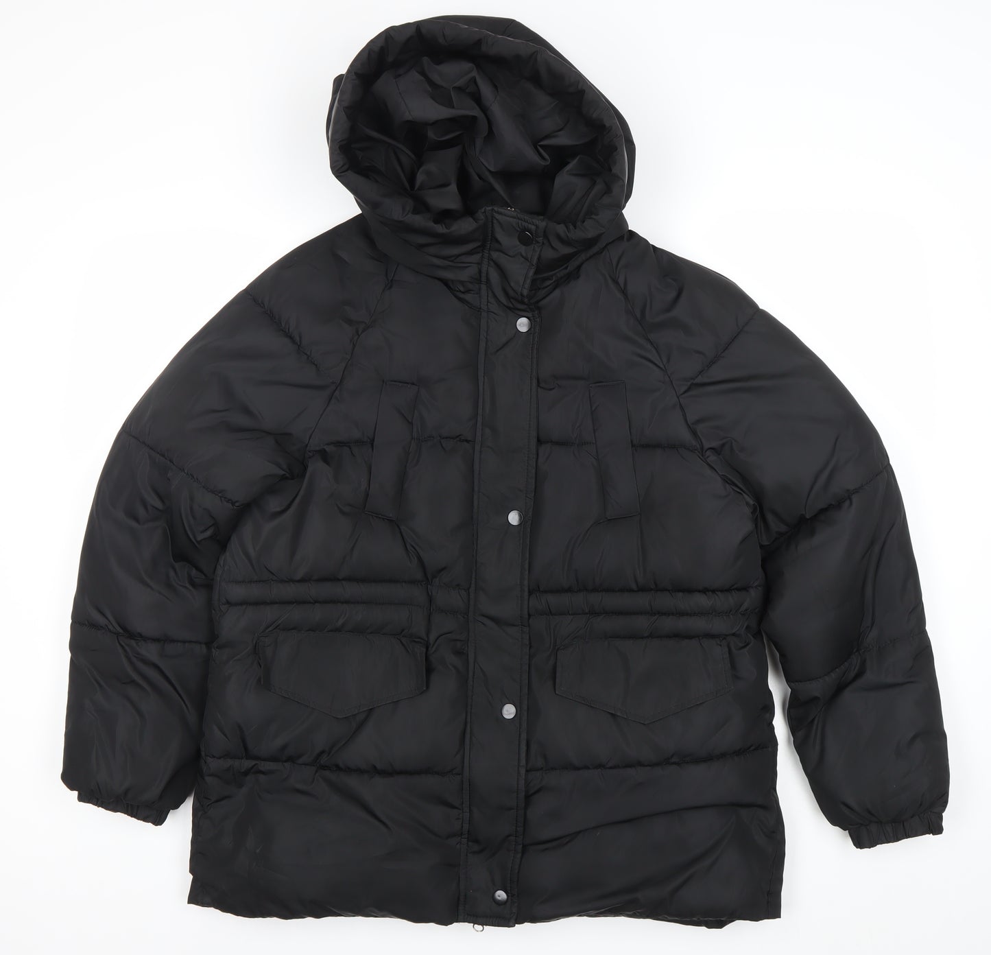 Joyone Fashion Womens Black Hooded Puffer Jacket M Winter Coat