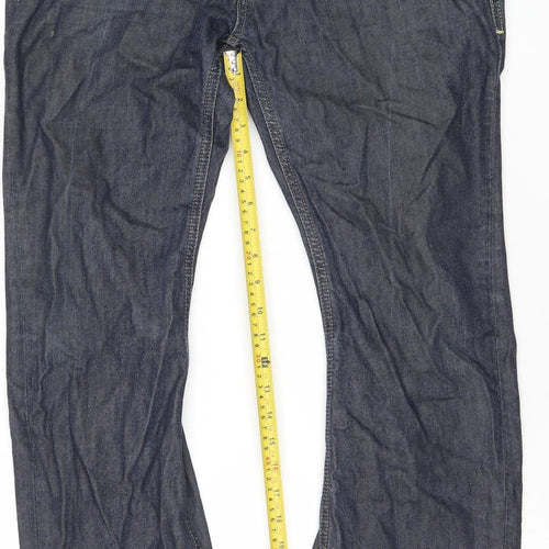 River Island Men's Blue 30W 30L Straight Denim Jeans