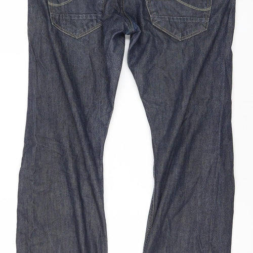 River Island Men's Blue 30W 30L Straight Denim Jeans