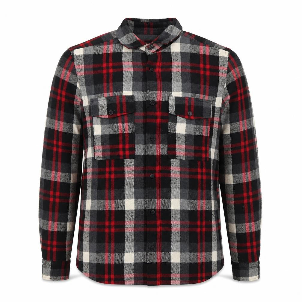 Front view of River Island Men’s Black Check Flannel Shirt S Regular Fit Long Sleeve