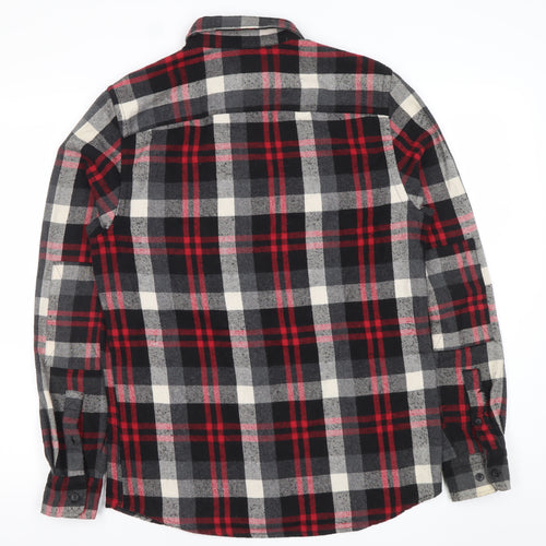 River Island Men’s Black Check Flannel Shirt S Regular Fit Long Sleeve