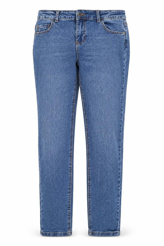 Front view of Denim Co. Teens Blue Slim Jeans 13-14Y Classic 5-Pocket Design