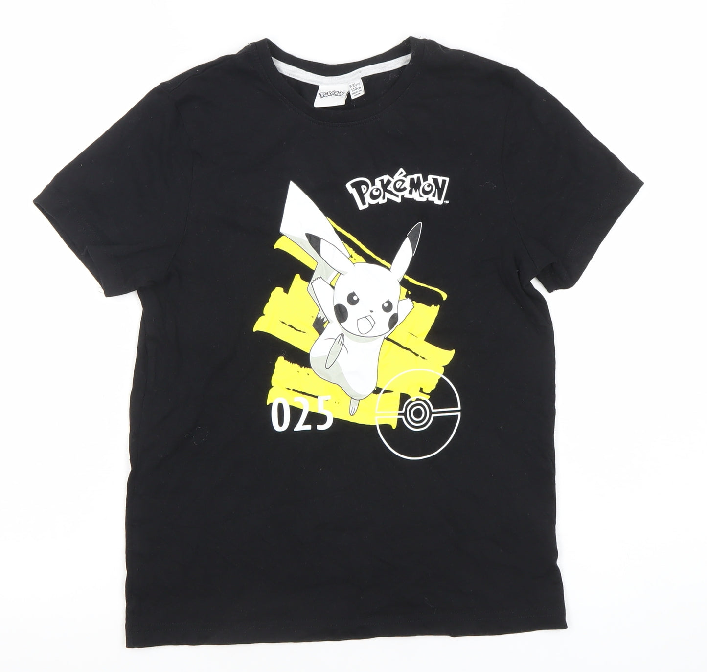 Pokémon Boys Black Pikachu Graphic T-Shirt 9-10 Years Cotton Tee