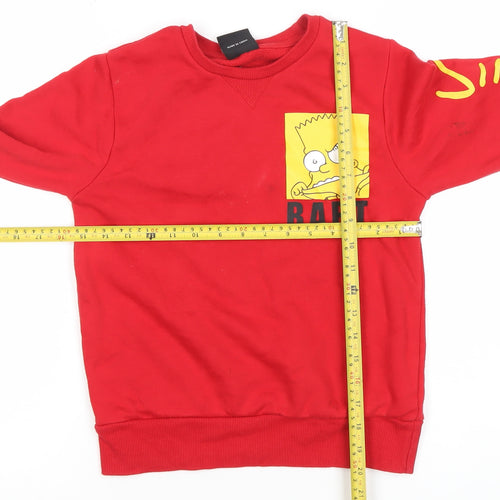 The Simpsons Boys Red Bart Sweatshirt 9-10 Years Graphic Print Crew Neck