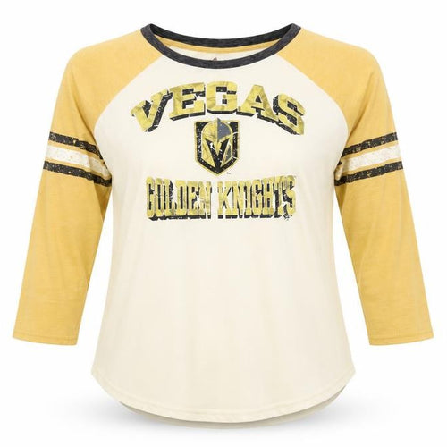 G-III 4HER by Carl Banks Women's Yellow Vegas Golden Knights Raglan T-Shirt M