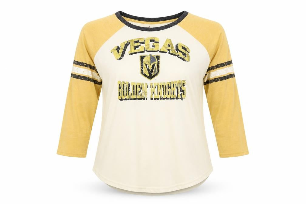 G-III 4HER by Carl Banks Women's Yellow Vegas Golden Knights Raglan T-Shirt M