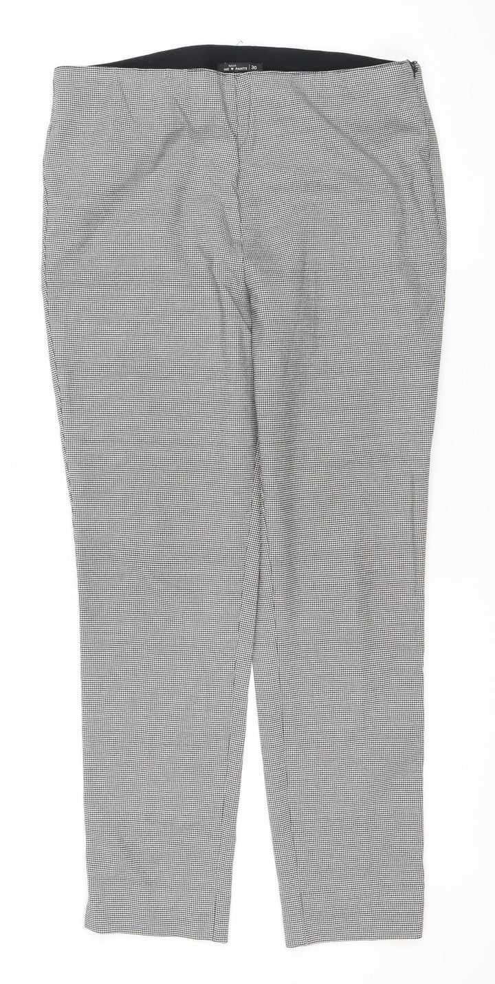 Splash Women’s Black Check Straight Leg Trousers Size 30 Comfortable Stretch Workwear