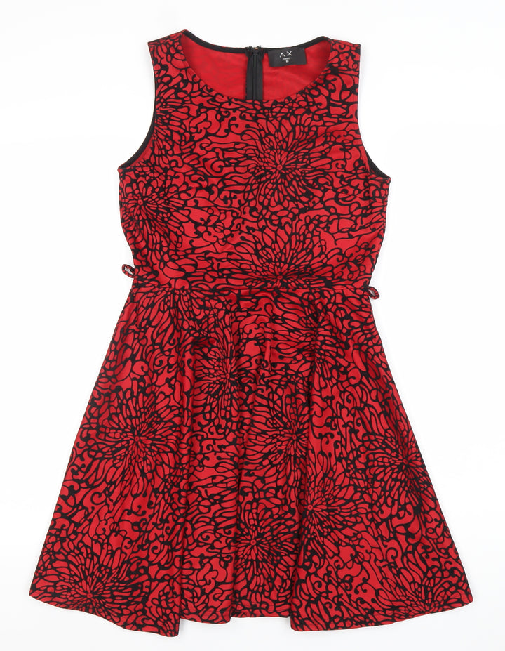 Armani Exchange Women's Red Fit & Flare Floral Knee Length Dress Size 10