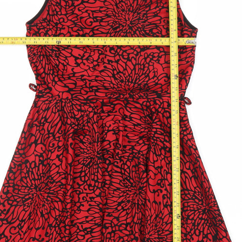 Armani Exchange Women's Red Fit & Flare Floral Knee Length Dress Size 10