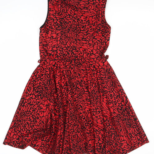 Armani Exchange Women's Red Fit & Flare Floral Knee Length Dress Size 10