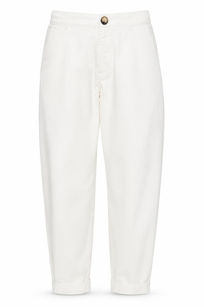 Front view of Zara Women's White Straight Leg Cotton Blend Jeans, size 8