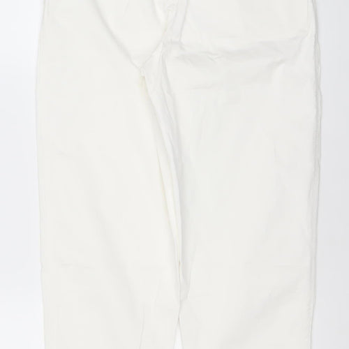 Zara Women's White Straight Leg Cotton Blend Jeans Size 8