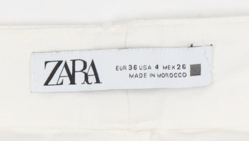 Zara Women's White Straight Leg Cotton Blend Jeans Size 8