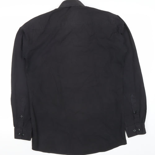 Dunnes Men Black Slim Fit Long Sleeve Cotton Blend Shirt 15in