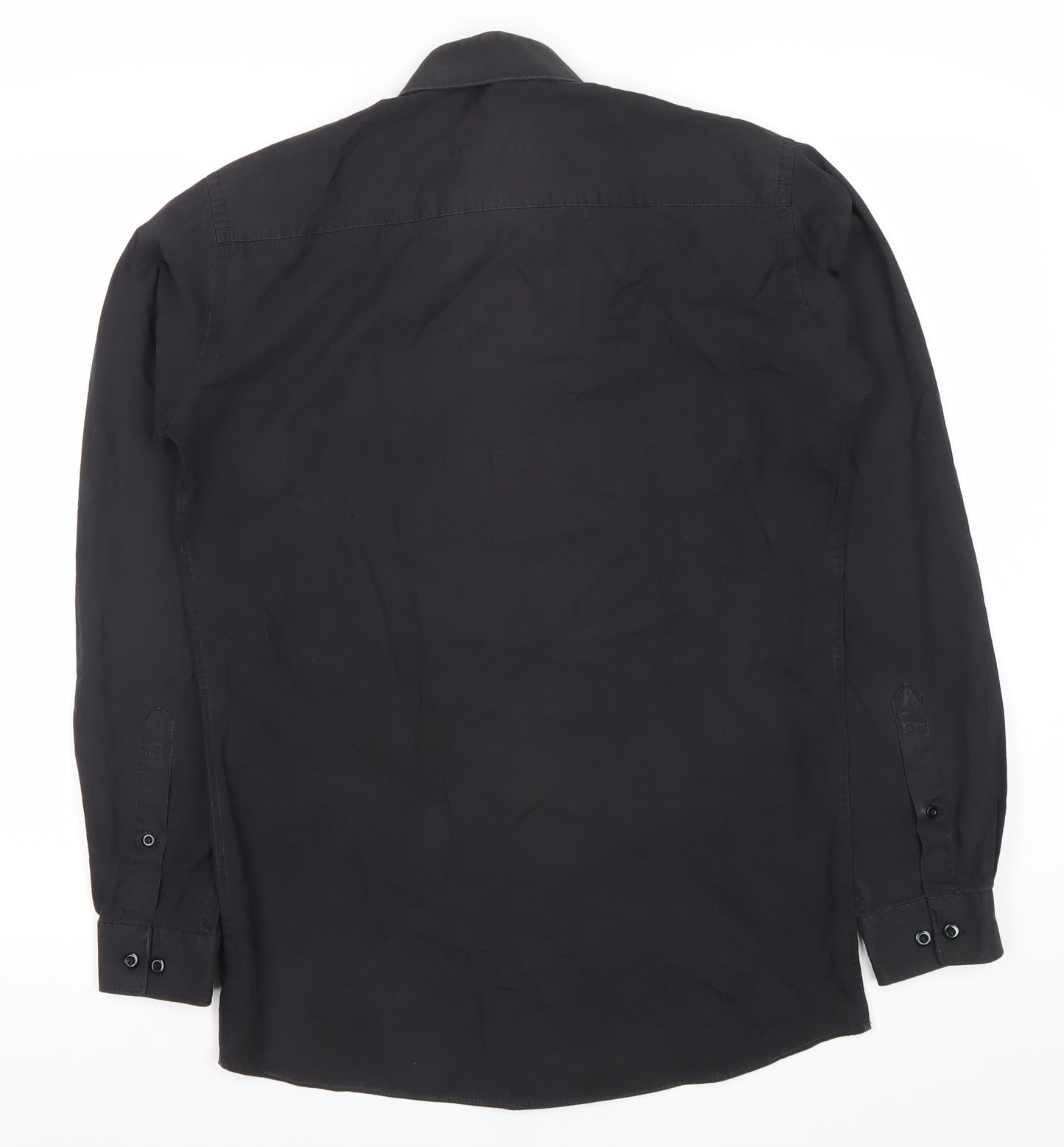 Dunnes Men Black Slim Fit Long Sleeve Cotton Blend Shirt 15in