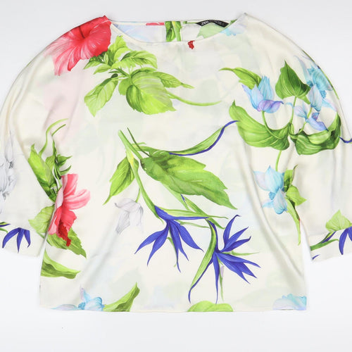 Zara Women’s Multicoloured Floral 3/4 Sleeve Tunic Blouse Size S