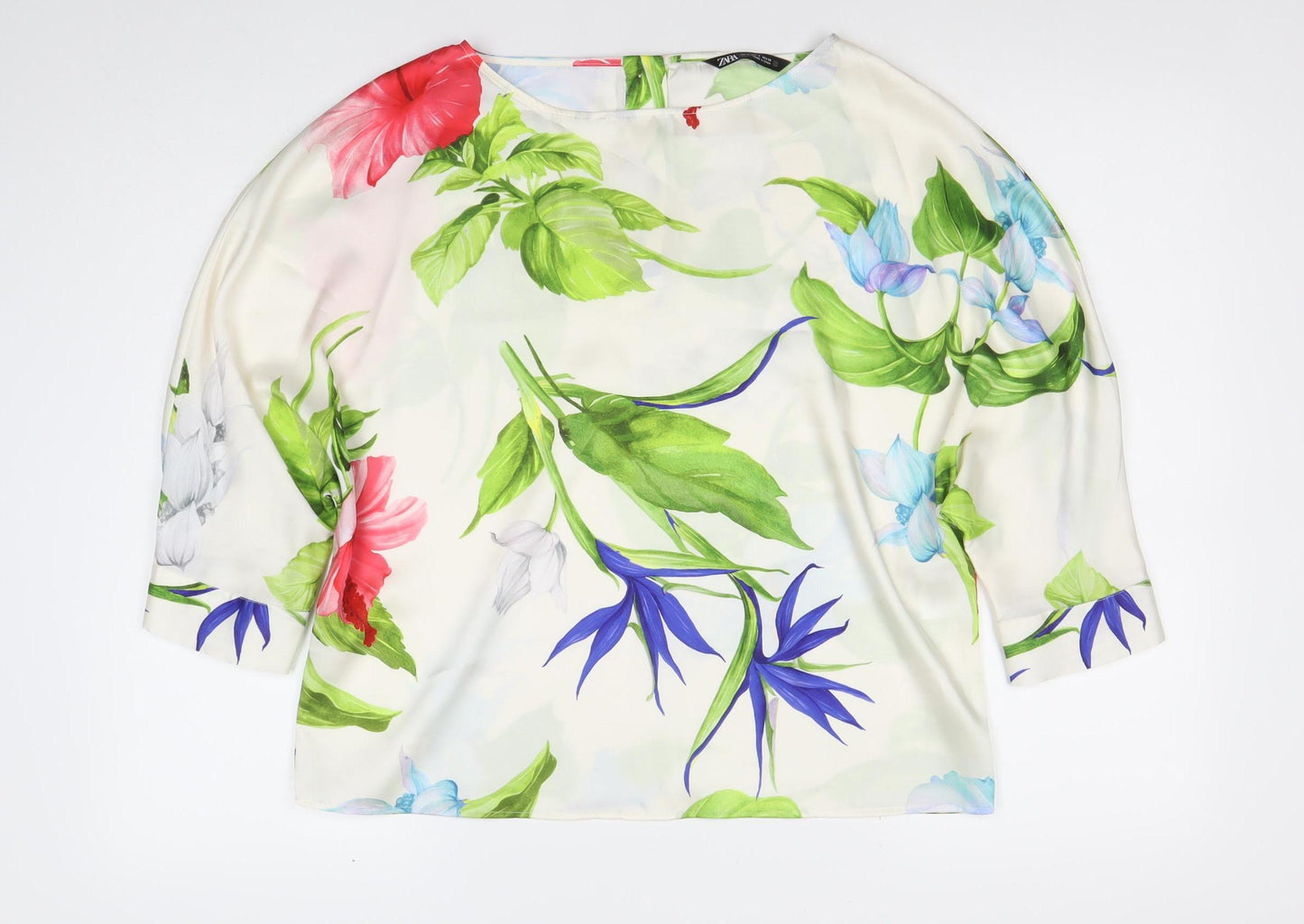 Zara Women’s Multicoloured Floral 3/4 Sleeve Tunic Blouse Size S