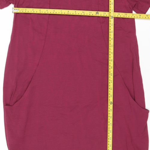 Roman Women’s Purple Studded Shift Dress Size 14 Short Sleeve Knee Length