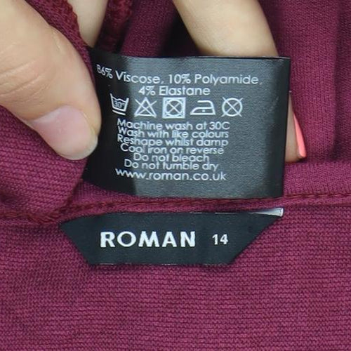 Roman Women’s Purple Studded Shift Dress Size 14 Short Sleeve Knee Length