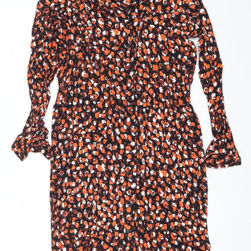 Pieces Women’s Multicoloured Midi Wrap Dress V-Neck Long Sleeve Size Regular