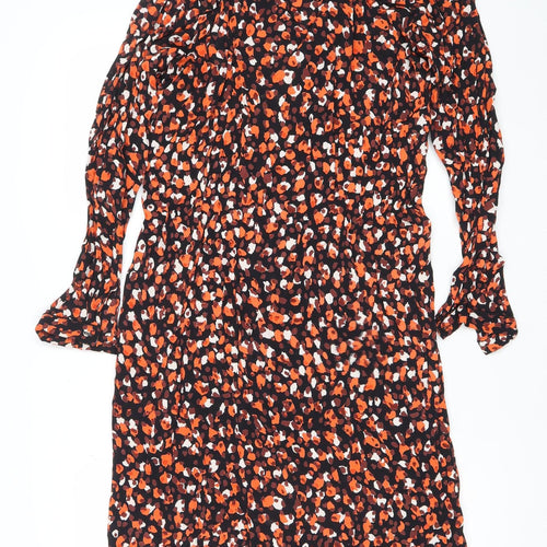 Pieces Women’s Multicoloured Midi Wrap Dress V-Neck Long Sleeve Size Regular