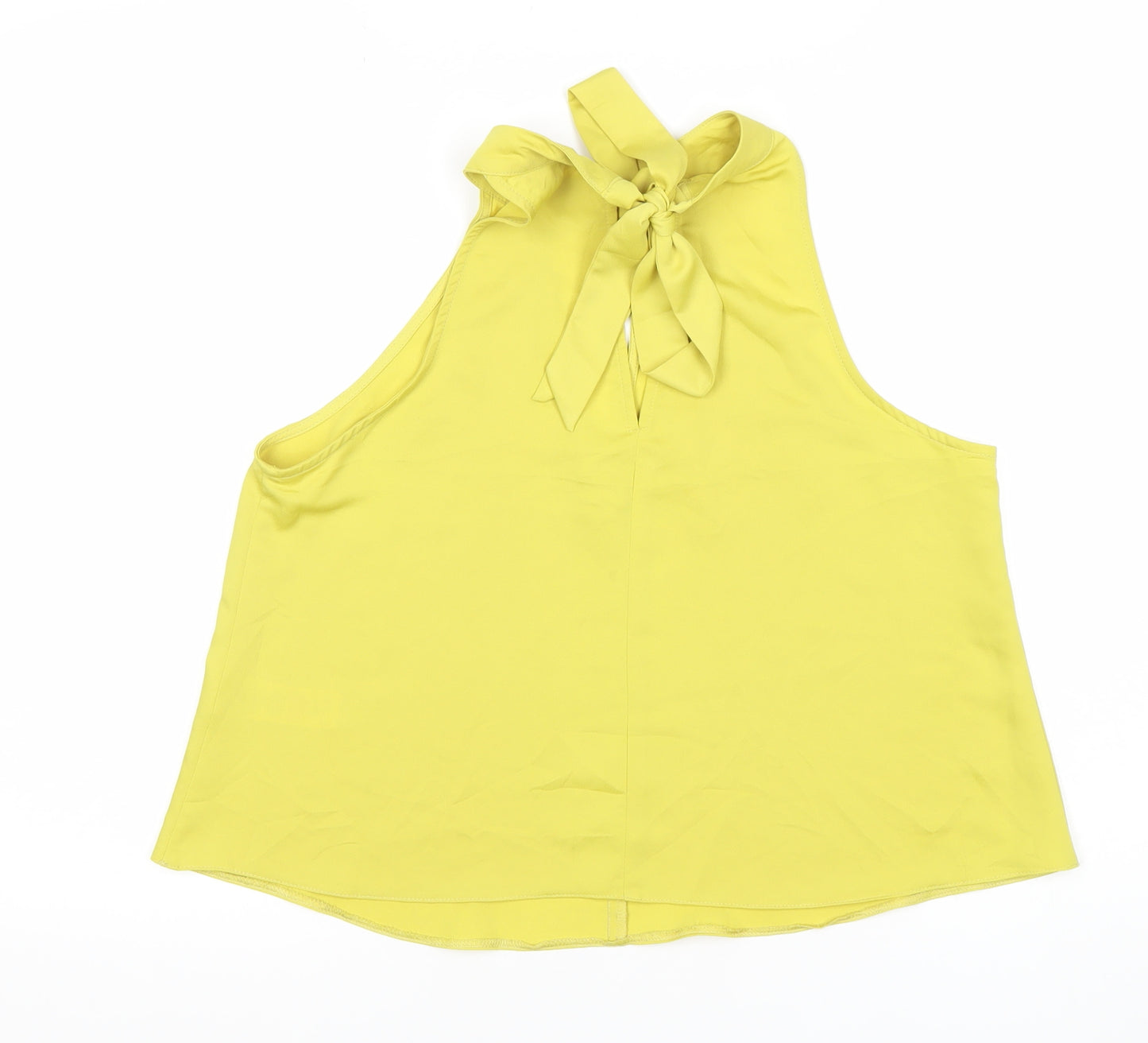 Women's Yellow Halter Neck Bow Tie Chiffon Blouse Size 12
