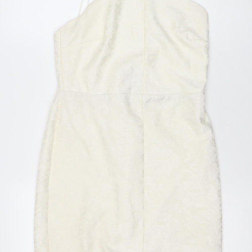 Topshop Women Ivory Size 12 Slip Dress Strappy Short Zip
