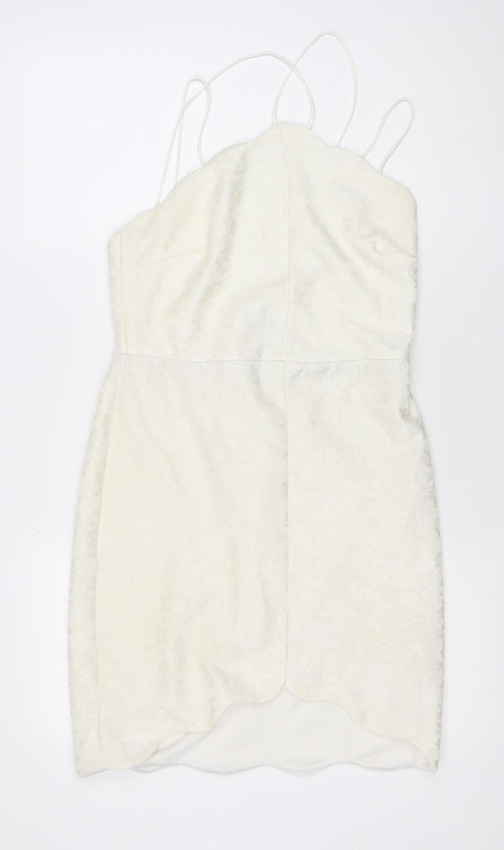Topshop Women Ivory Size 12 Slip Dress Strappy Short Zip