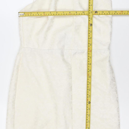 Topshop Women Ivory Size 12 Slip Dress Strappy Short Zip