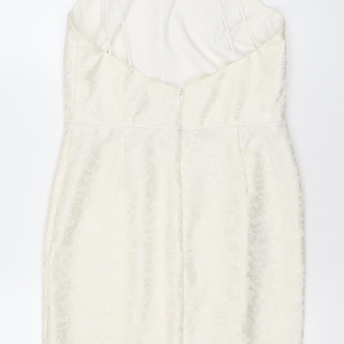 Topshop Women Ivory Size 12 Slip Dress Strappy Short Zip