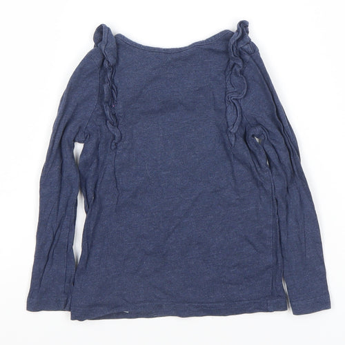 Ralph Lauren Girls Blue Long Sleeve Ruffle Logo T-Shirt 3 Years